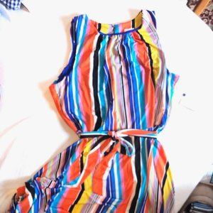 CUPIO stripe sleeveless hanky hem dress NWL Large